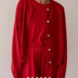 DONNI. Cotton Knit Cardigan Red/Bell Pepper Small